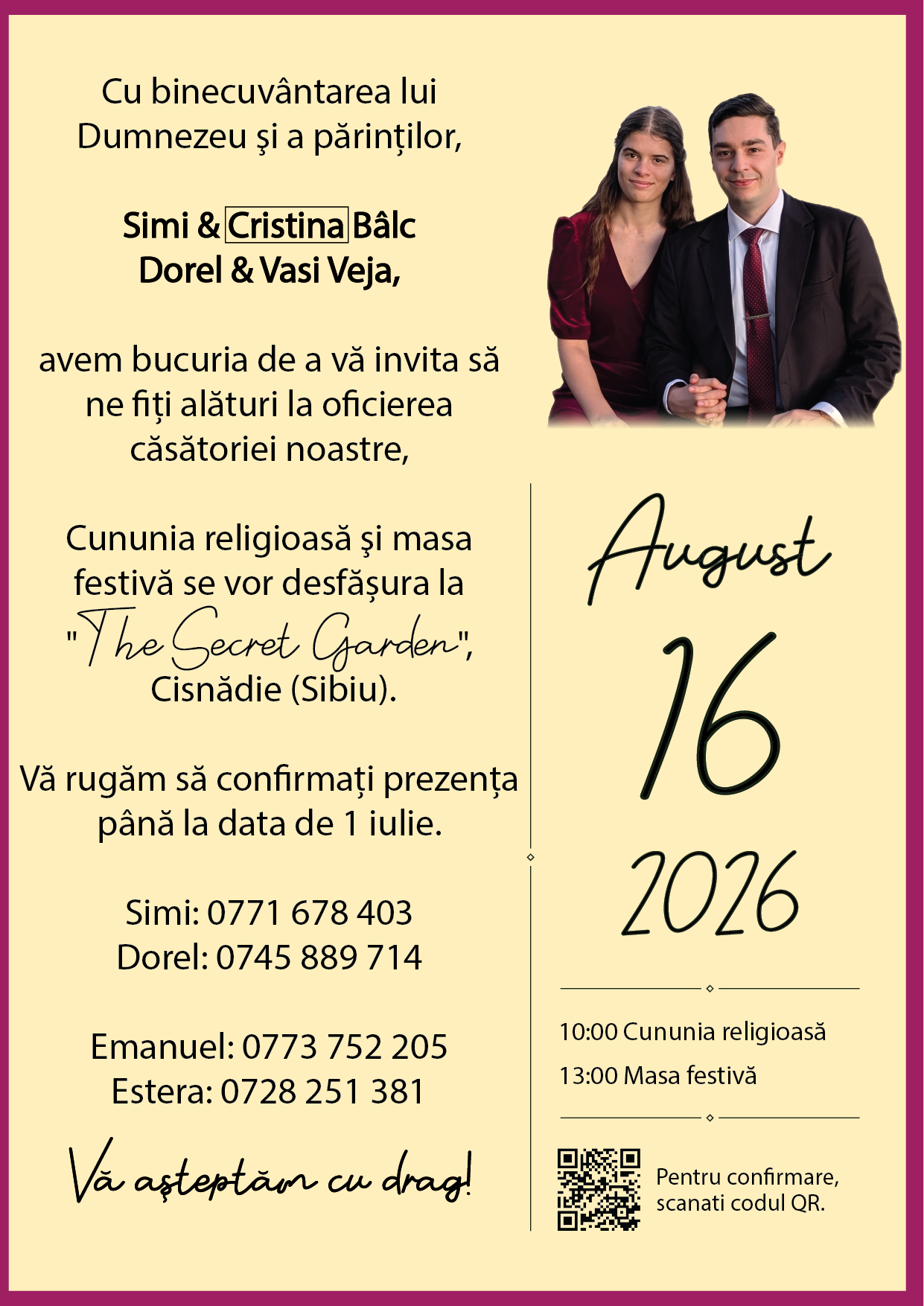 Invitație Emanuel și Estera