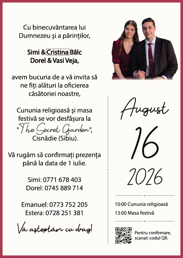 Invitație Emanuel și Estera